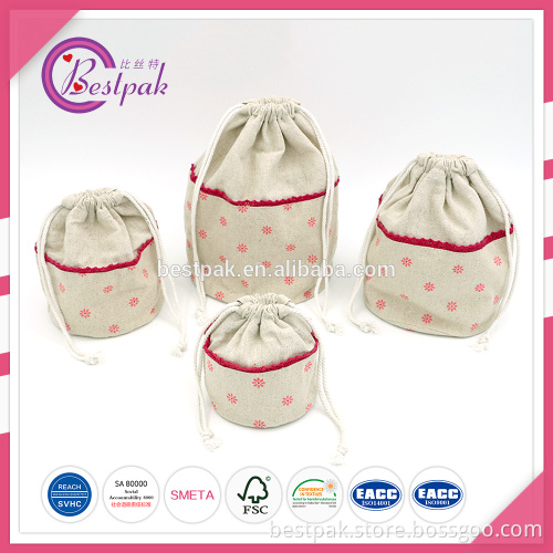 Promotional drawstring linen bag, jute drawstring pouch, bulk gift bags